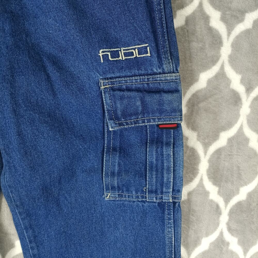 FUBU The Collection Baggy Jeans Women Size‎ 14 Blue Carpenter 28x27 Streetwear - Picture 11 of 13